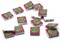 15 20mm Pink and Green Beads Wooden Rectangle Happy Face Beads - Two Hole Emoji Beads